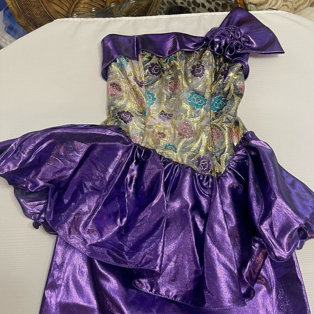 Mike Benet VTG  80s Purple Peplum Dress Size 6